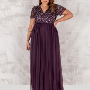 Delicate Sequin Embellished Midi Dress byaya Deluxe in Purple s12 💜✨️